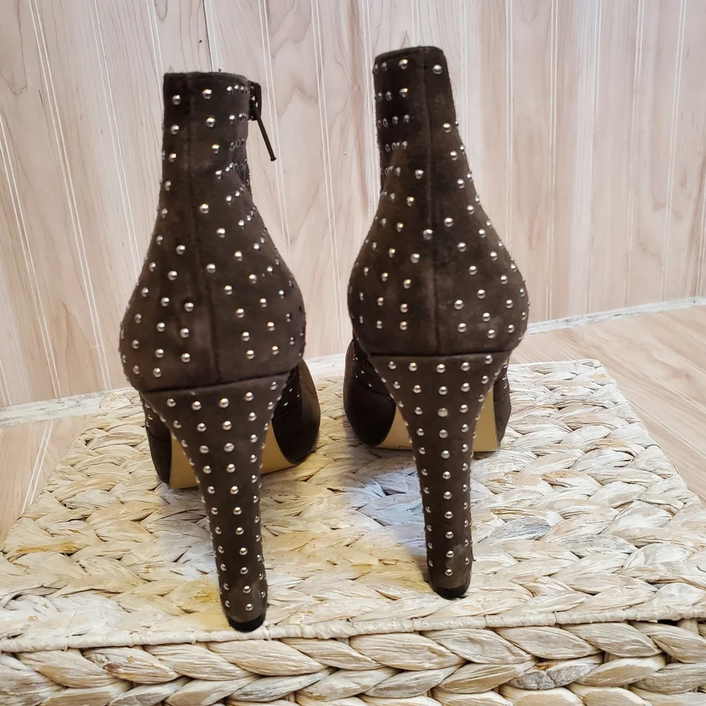 INC Grey ANKLE BOOTS Embellished Studded High Heel 6.5 Party Whimsigoth Clubwear - Picture 4 of 9